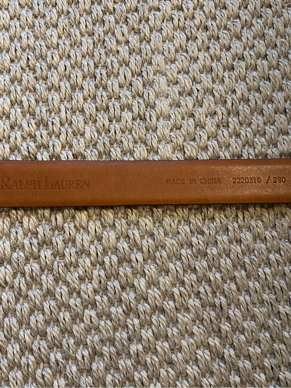 Vintage Ralph Lauren RL Camel Brown Patina Leather Belt, Silver Buckle, Patina